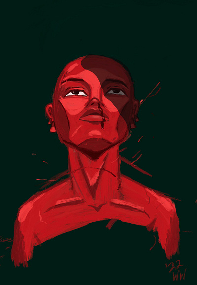 Portrait illustration paint portrait procreate red