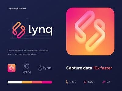Lynq Logo Design app branding capture data gradient icon identity letter l lettering logo loom rebranding redesign saas service software symbol visualization
