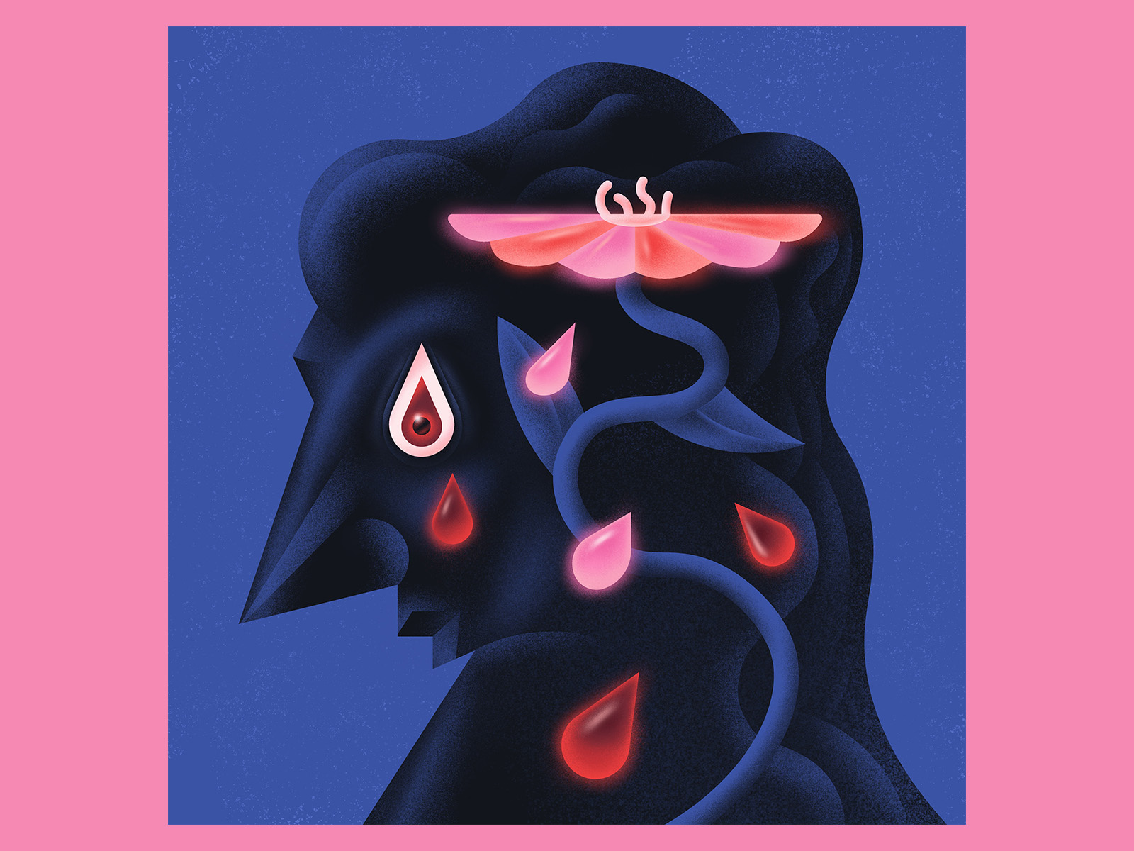 The One That Laments 🥀 adobe colorful digitalart drop droplet flower gradient grain illustration illustrator petal petals sad sadness tear vector