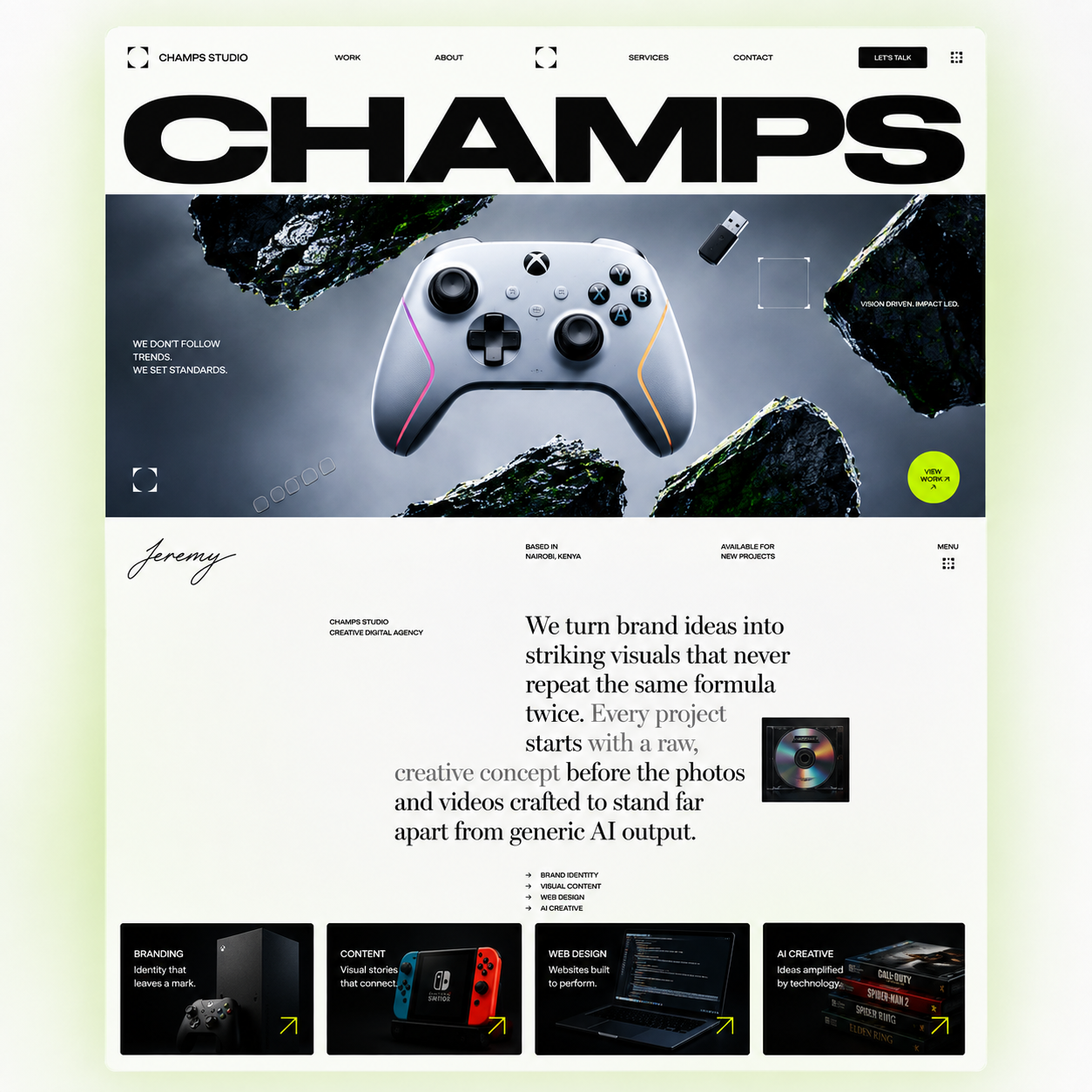 CHAMPS -Creative Digital Agency Landing Page 3d animation branding design designinspiration designui digitalstudio graphic design landingpage logo ui uiuxdesign webui wedesign