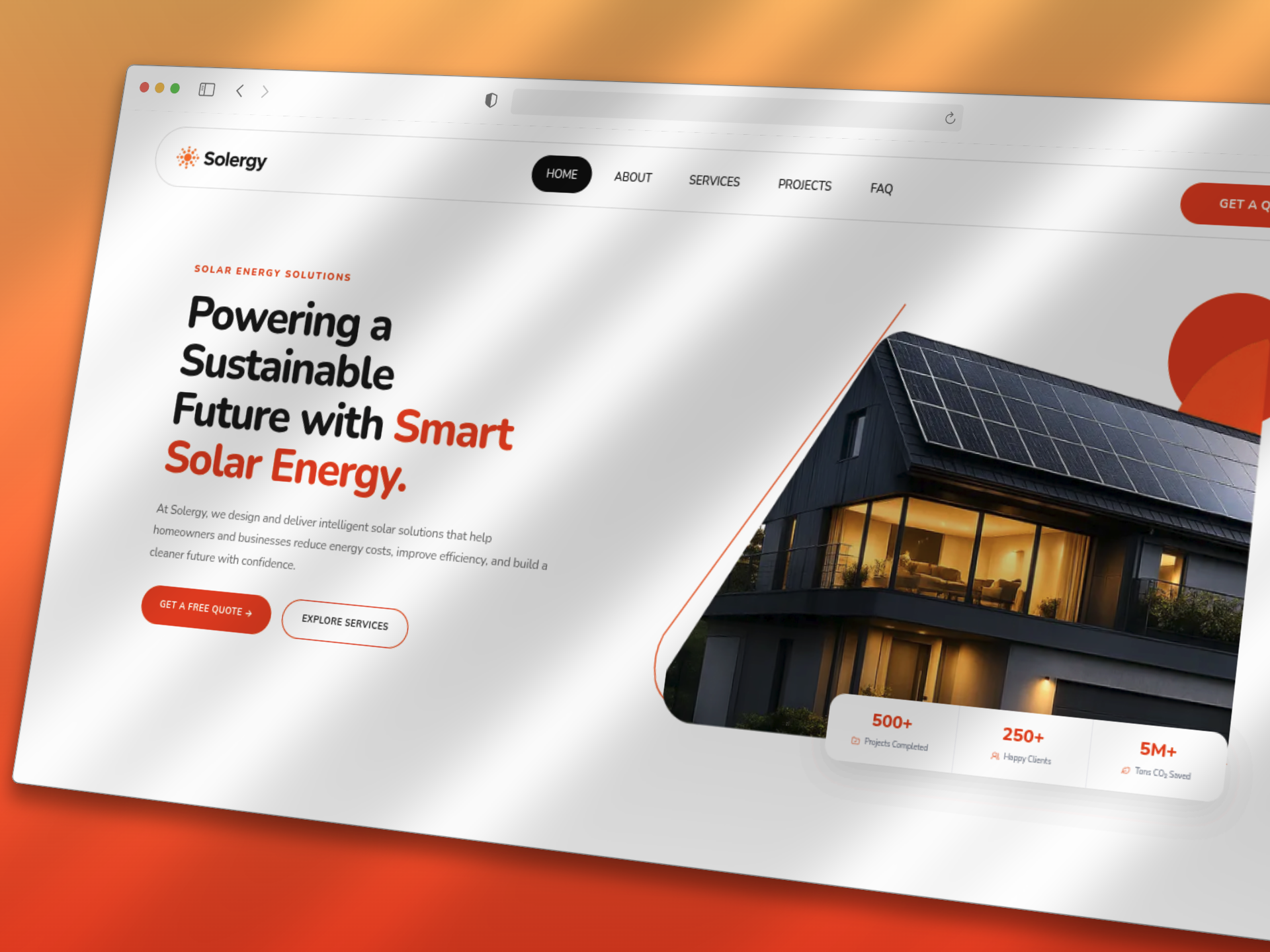 Solergy — Solar Energy Landing Page clean energy clean ui energy website framer motion frontend development landing page modern website react renewable energy responsive design solar energy sustainability tailwind css typescript ui design web design web development website design