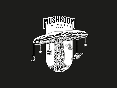 Mushroom Universe | Label design for a craft beer beerlabel brand identity branding brewery craftbeer design font graphic design icon illustration ipa label design lineart logo mushroom packaging space typography universe vector