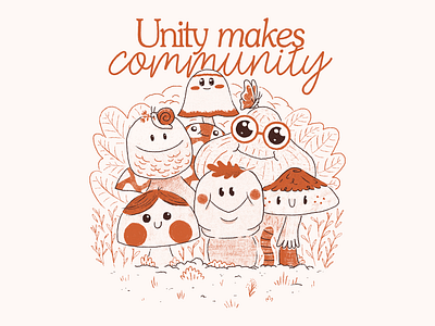 Unity Makes Community brush drawing fungi illustration mushroom retro truegritt typography vintage