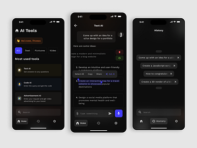 ✨AI tools in one place ai ai writer android app bot concept didgital product inspiration intelligence artificielle ios machine lerning mobile app saas tools trends ui uiux user interface ux