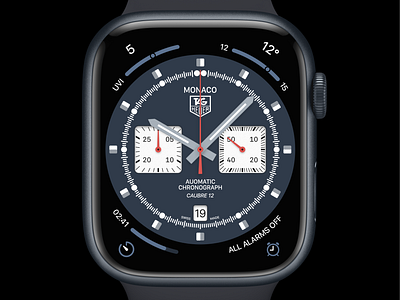 TAG Heuer Monaco Calibre 12 apple apple watch face realism skeuomorphism watch watch face