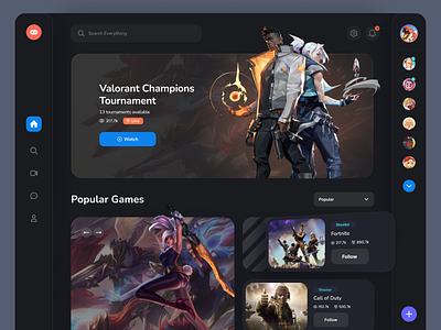 Gaming Dashboard app creative dashboard game app game platform games gaming live platform steam stream streaming