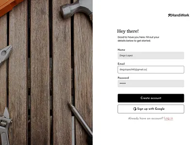 Sign up page - HandiWork dailyui ui visualdesign