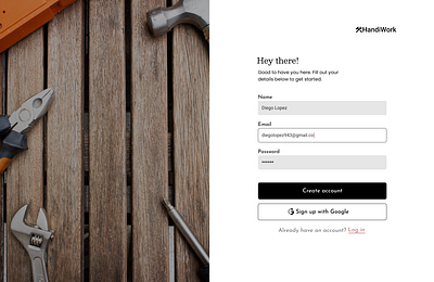 Sign up page - HandiWork dailyui ui visualdesign