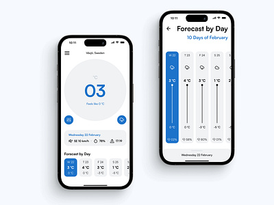 Weather App app blue clean design mobile simple ui ux weather
