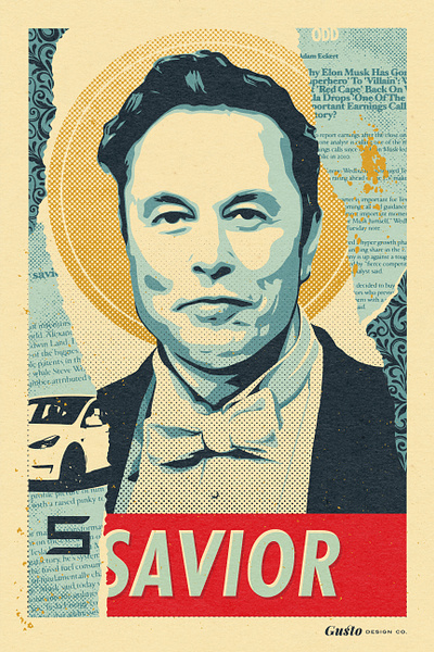 (OBEY) Musk, the Savior? design illustration poster type