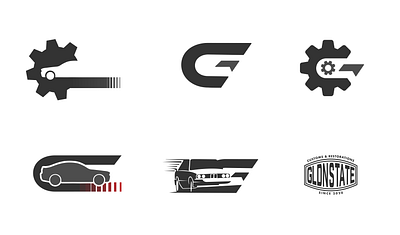GL DY Designs Auto Shop - Logo Exploration explorations graphic design illustration logo design minimal