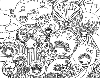 Day 023-365 Hanging Out with Friends 365project cute doodles friends illustration ink kawaii