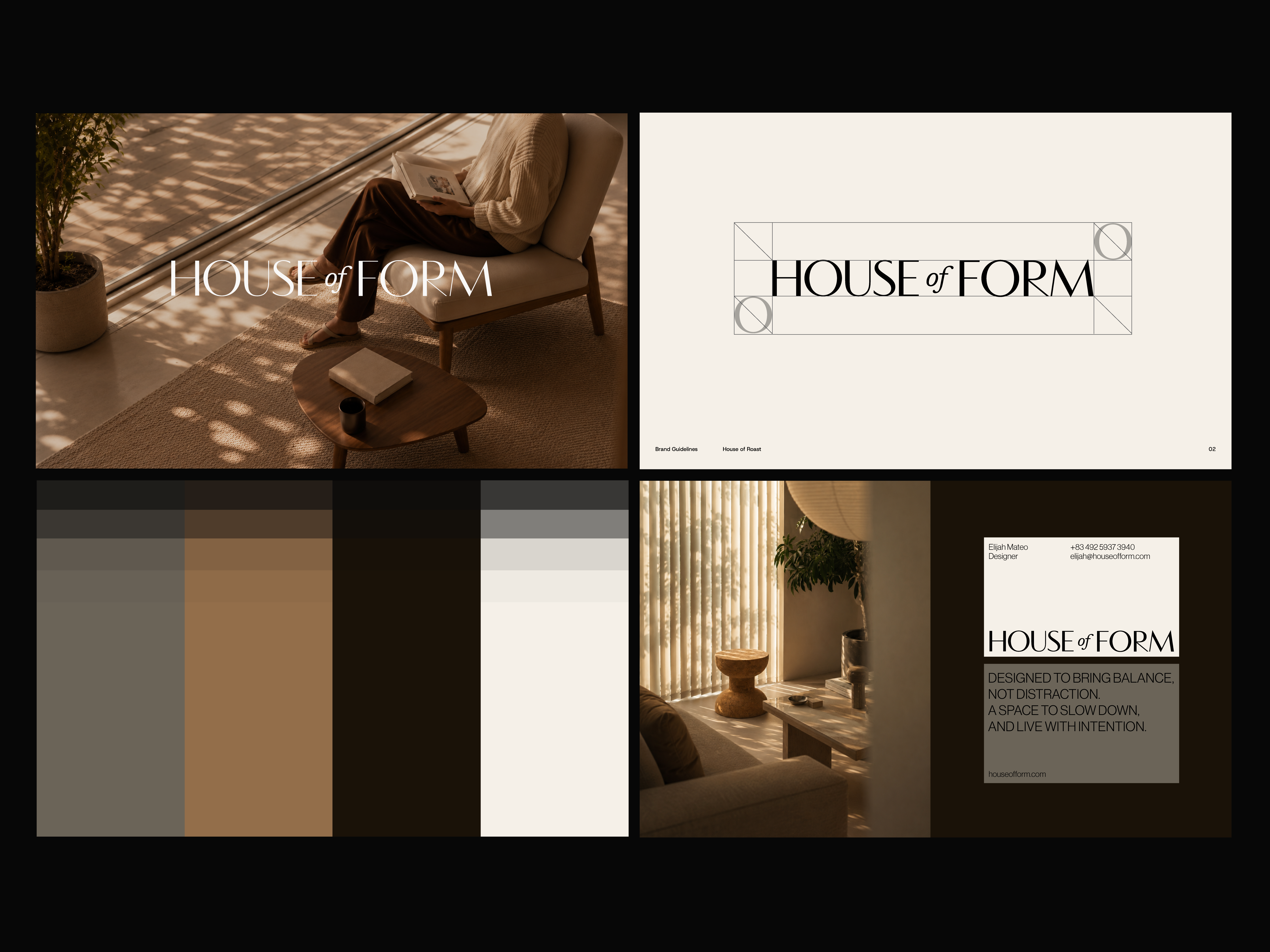 House of Form — Contemporary Furniture Brand Identity architecture branding art direction brand identity brand system contemporary branding creative studio editorial design furniture branding furniture design furniture logo furniture studio house of form interior design logo design minimalist branding modern branding typography visual identity visual language wordmark