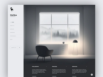 Hohka - Clean, Modern, and Cozy Interior Design Website branding clean cozy finnish graphic design grayscale hohka illustration interior design minimal modern ui uiux ux web website