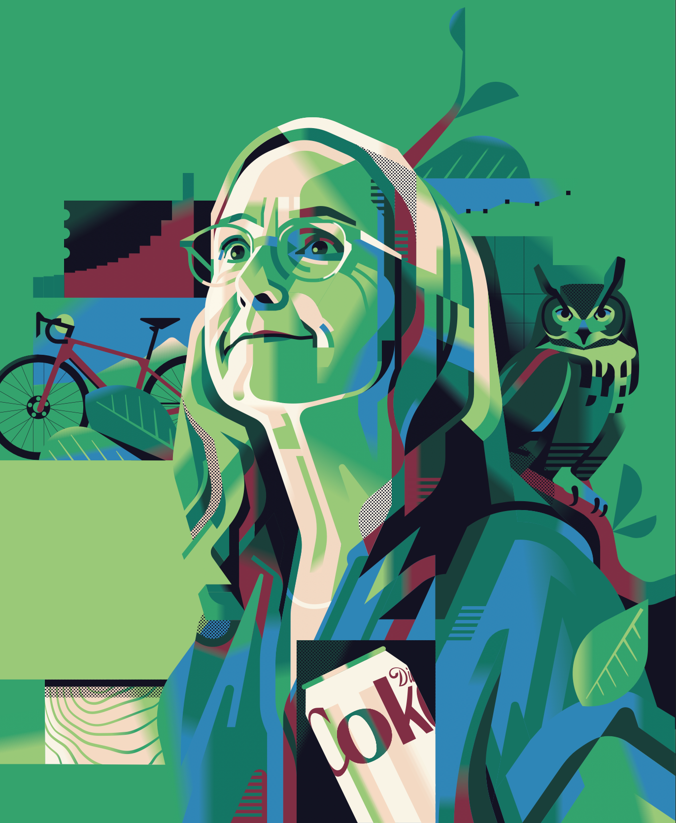 MIT cover geometric illustration magazine mit pattern portrait vector