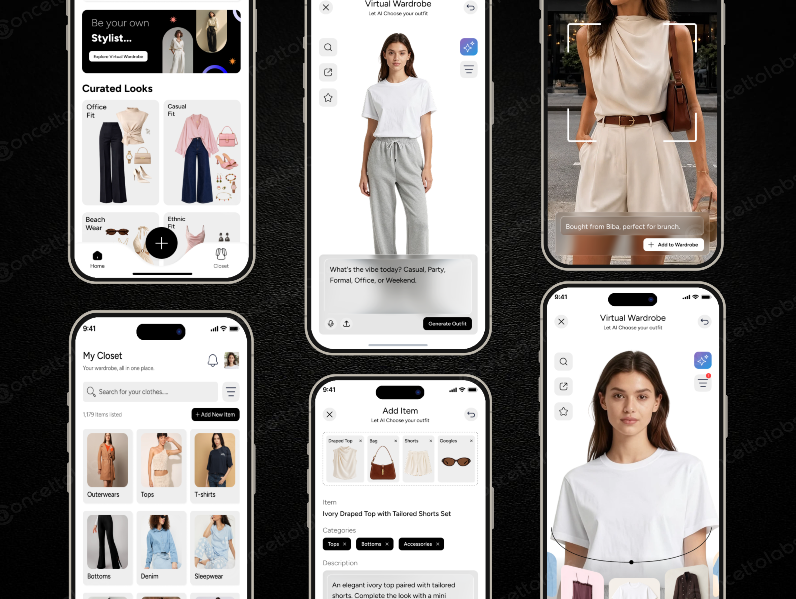 Wearspace - AI Virtual Wardrobe & Outfit Stylist App ai powered app app design fashion app fashion app design fashion tech fashion tech app outfit planner smart wardrobe stylist app trendy app design ui ui design ui ux design user interface virtual wardrobe wardrobe app