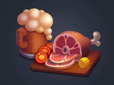 Food props in casual game style 2d 2d art casual casual game cg design game illustration