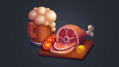 Food props in casual game style 2d 2d art casual casual game cg design game illustration
