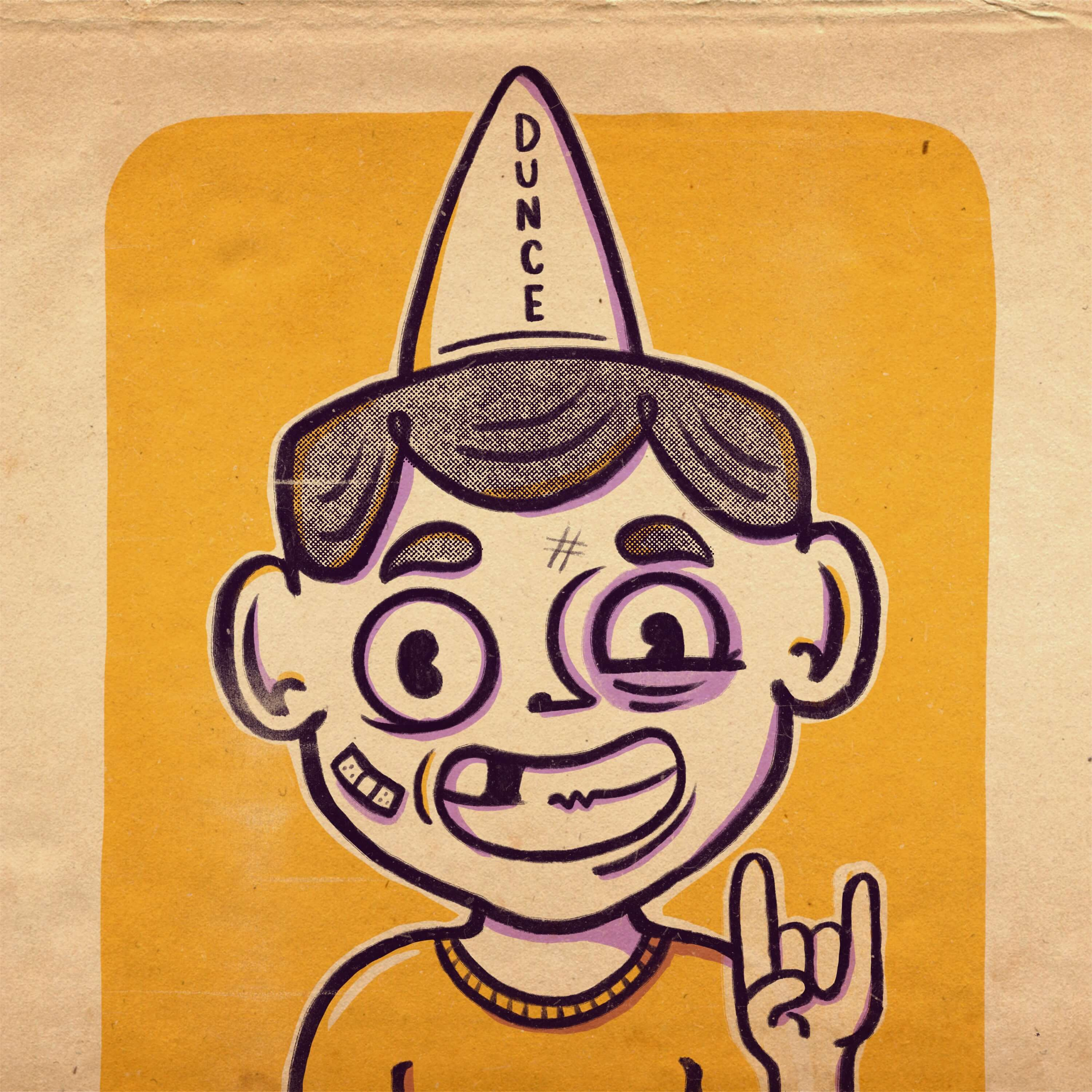 DUNCE art artist artwork character digital digital art digital drawing digital illustration digital portrait distressed drawing dunce illustration illustrative portrait procreate rock on sketch smile texture