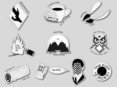 Twin Peaks stickers animation design graphic design illustration logo vector