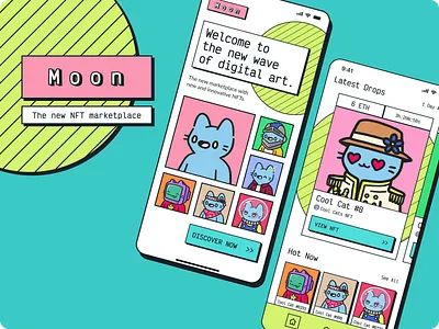 Moon - NFT App app branding design figma graphic design minimal mobile neo brutalist nft product design prototyping ui ux vector