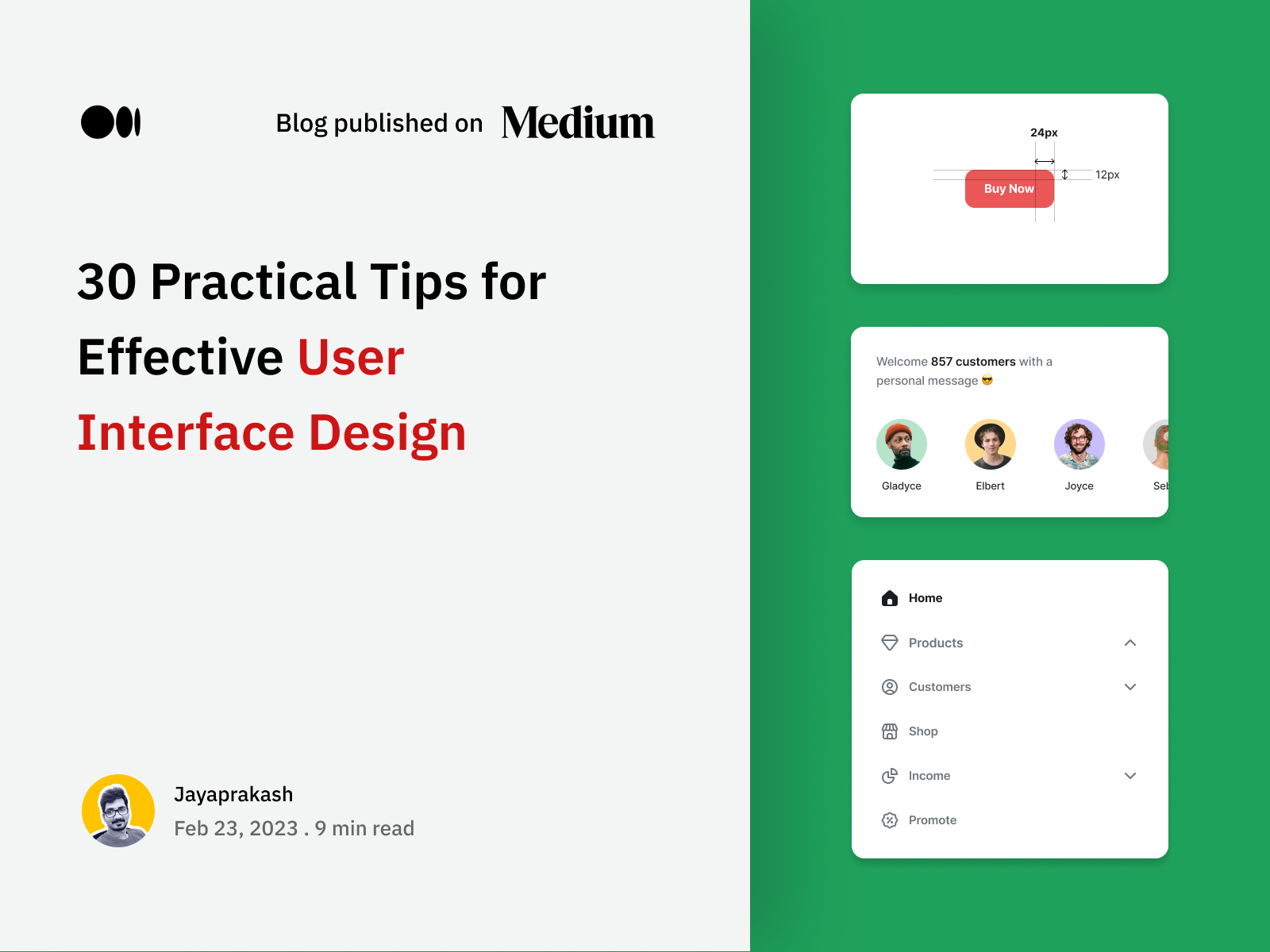Blog - 30 tips to improve UI design by Jayaprakash Y on Dribbble