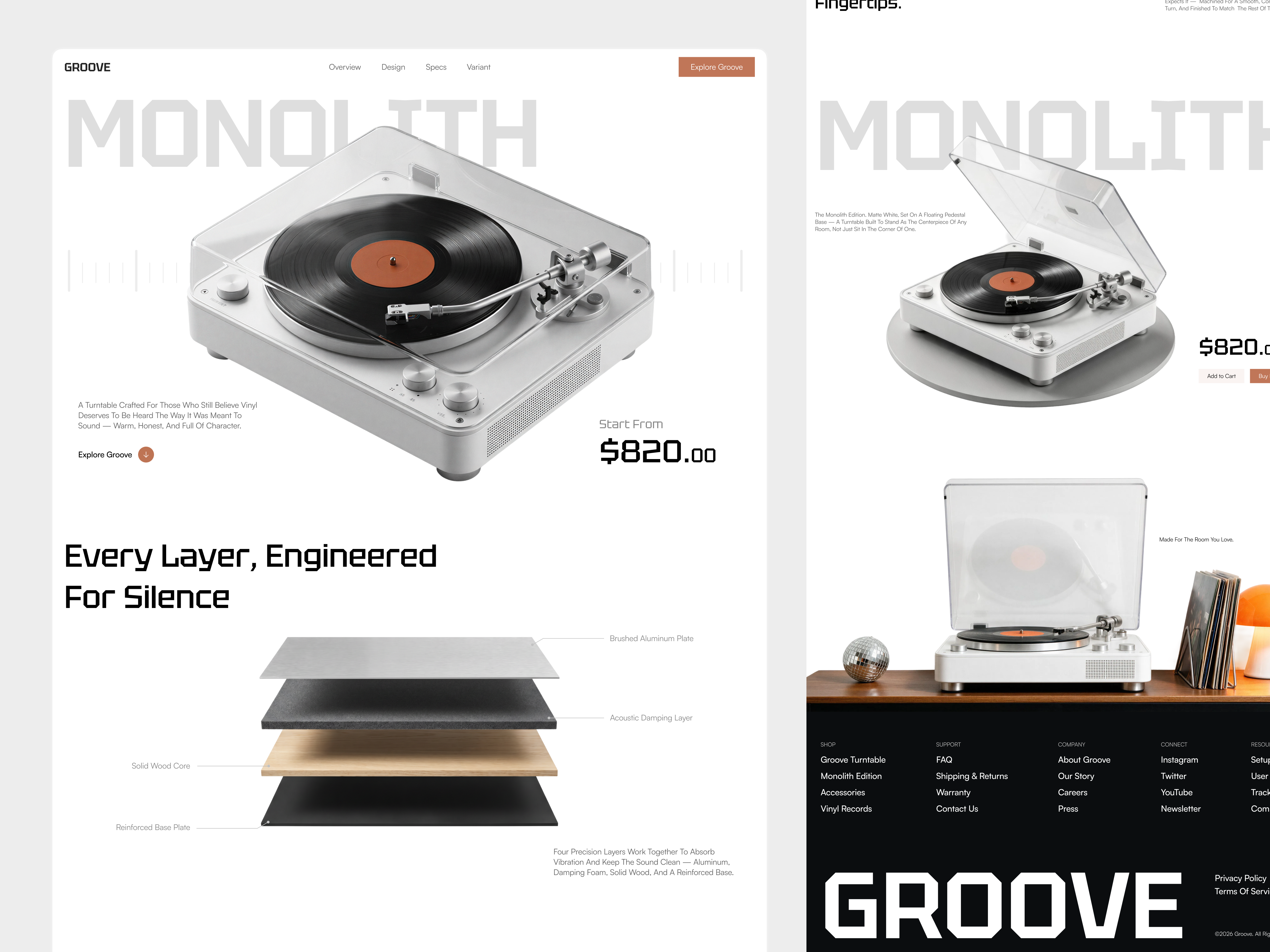 Grove - Landing Page animation design graphic design illustration landing landing page landing page design minimalist ui ui design ux design vinyl web web design website