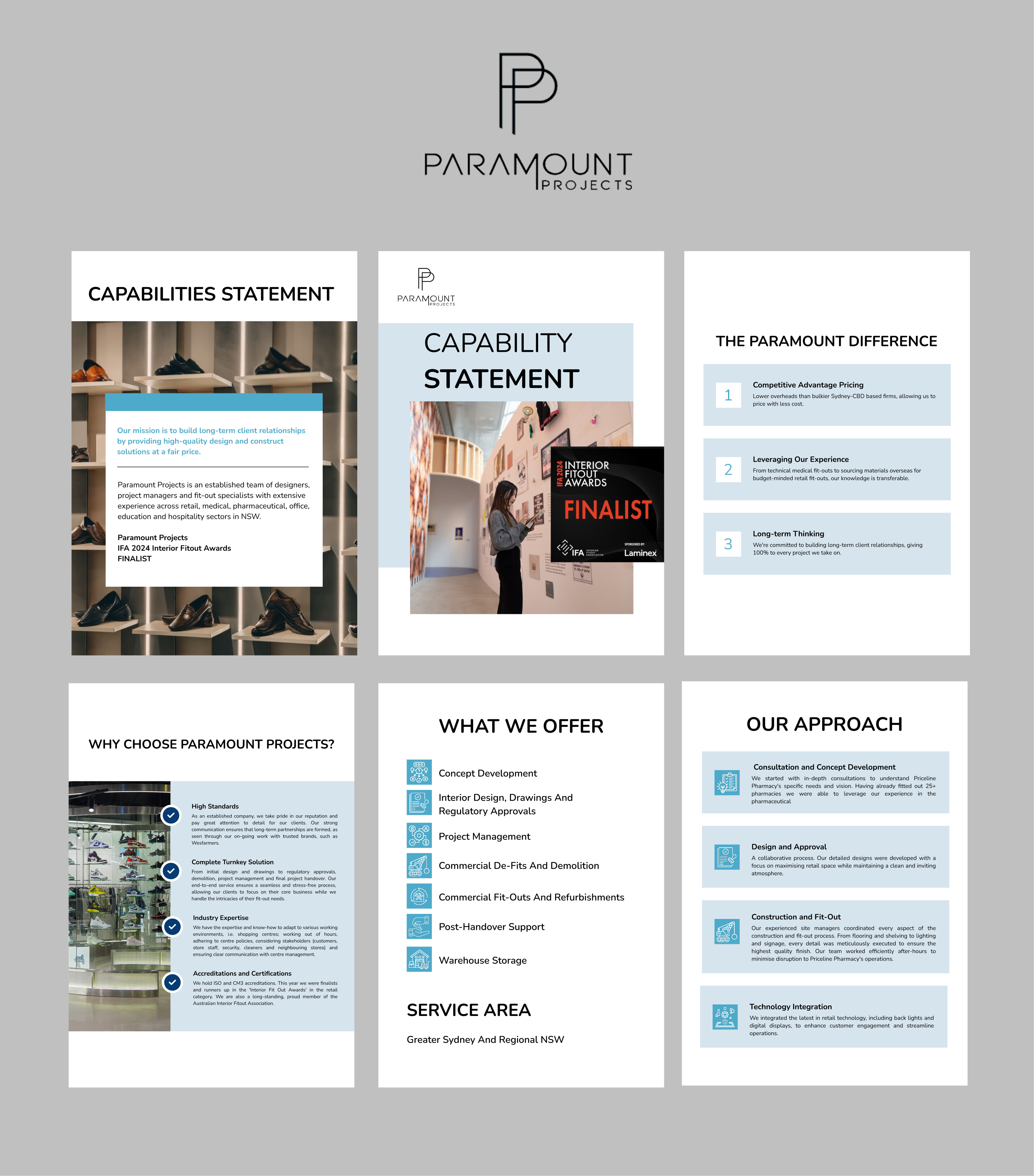 Paramount Projects — Construction & Fit-Out Capability Statement architecture brand identity brochure design construction corporate identity graphic design layout design print design professional services