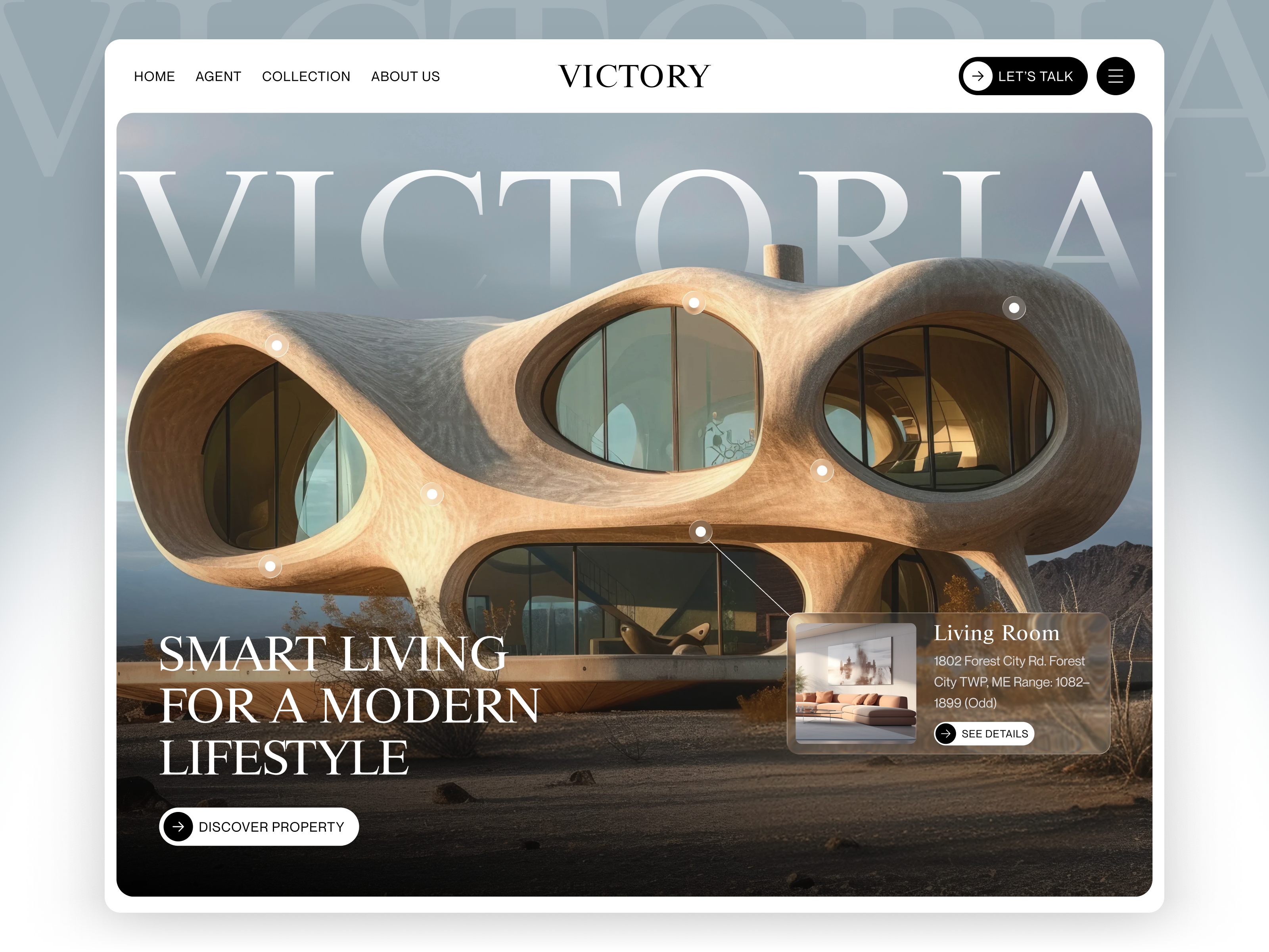 VICTORIA-Realestate Landing Page UI Design architecture interactive design lanidng page luxury real estate modern design property property finder property website real estate real estate website saikat211 ui design ux design webdesign