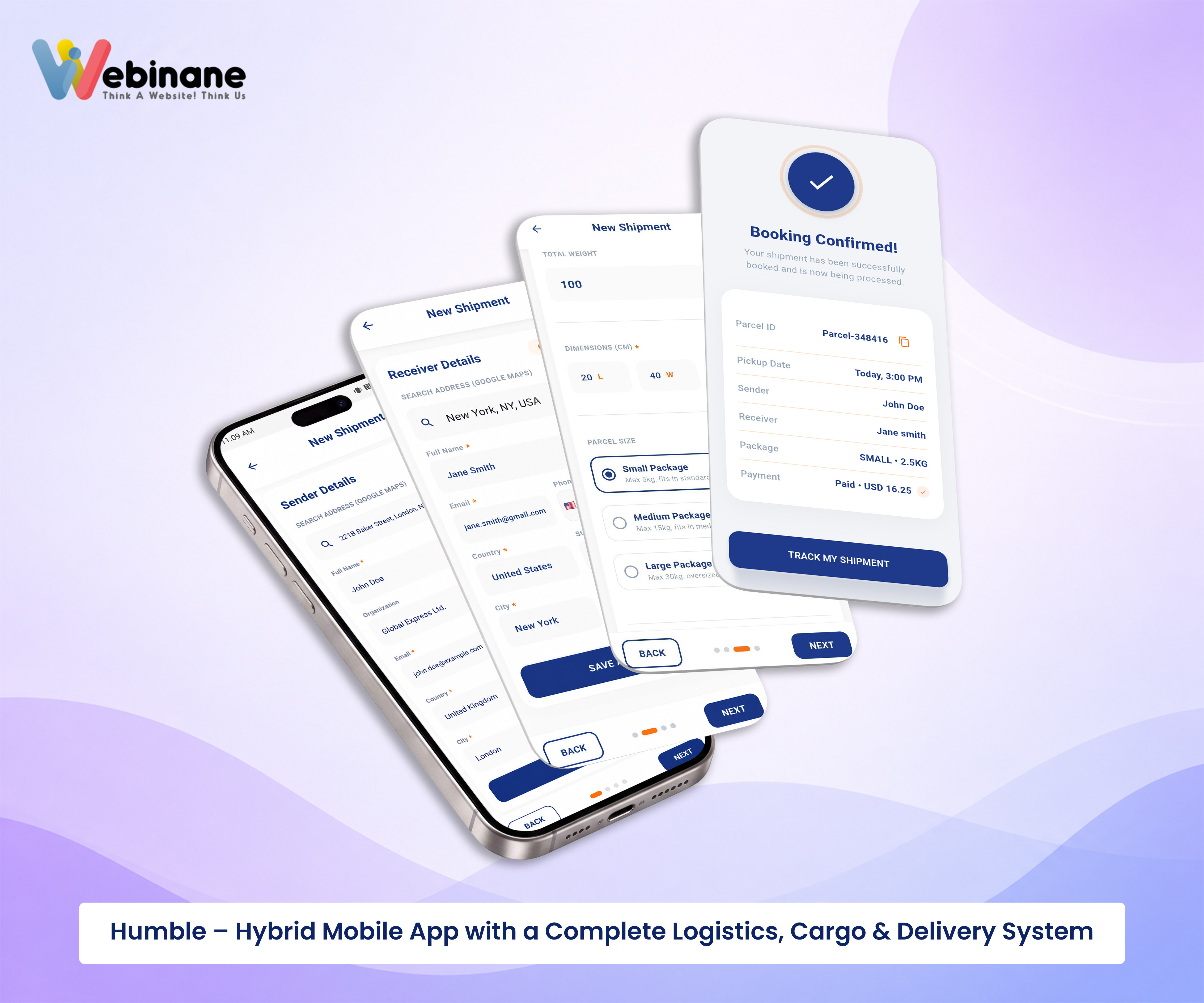 Humble—Logistics & Courier Mobile App UI/UX with Booking System app design app ui booking app courier app delivery app delivery management delivery services freight shipping logistics mobile app design mobile ui on the go logistics product design sales shipping app tracking app transport transportation solution ui design ux design