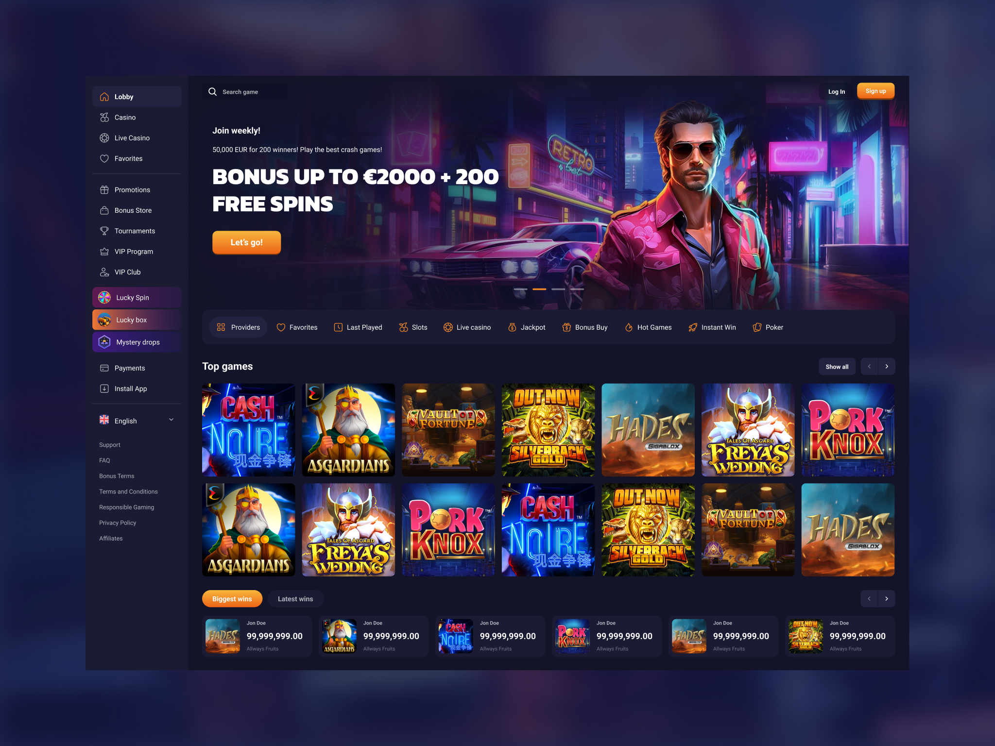 Neon Rush — Casino Entrance Page UI 🎰 casino design gambling ui ux web design