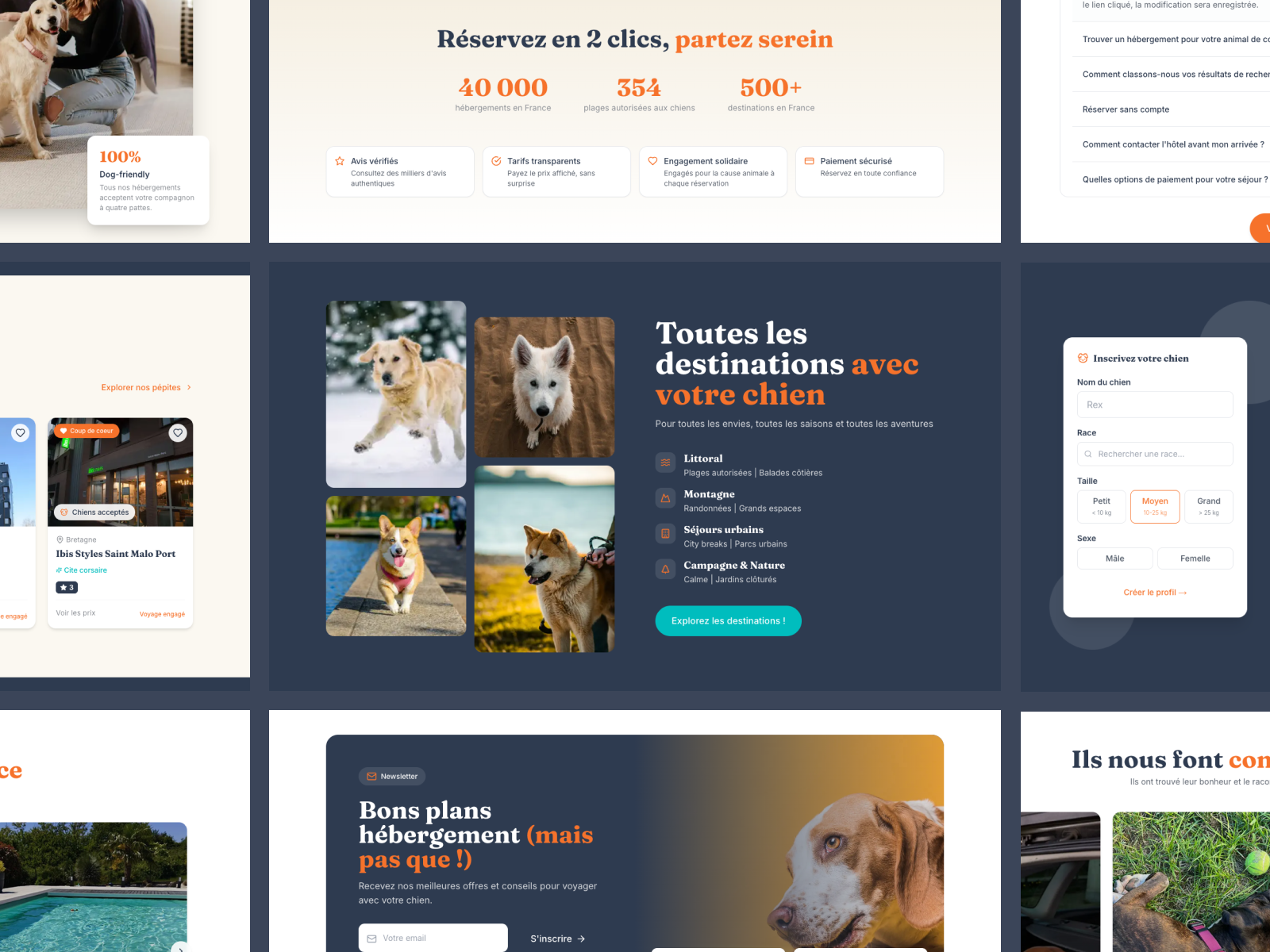 Toute la France, avec votre chien booking branding dog friendly dogs hero section homepage hotel booking landing page map ui marketing website minimal pet travel product design saas startup travel travel website ui design ux web design