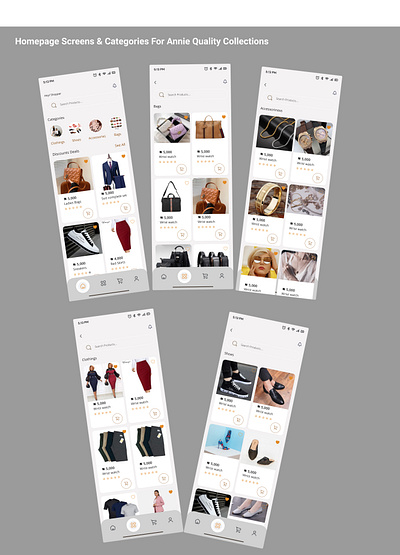 Mobile Design for a Shopping App /Clothes/Bags/Shoes/Accessories