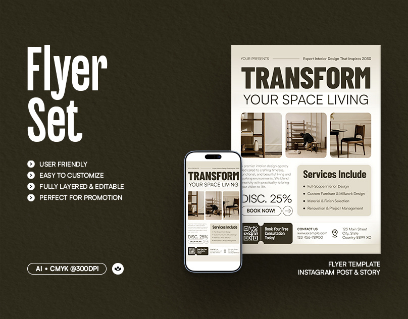 Interior Design Services Flyer design event flyer furniture home living interior marketing sale solasome space template