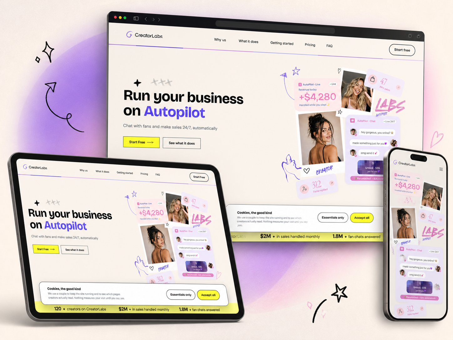 Creator Labs creator design homepage landing page product design ui web website