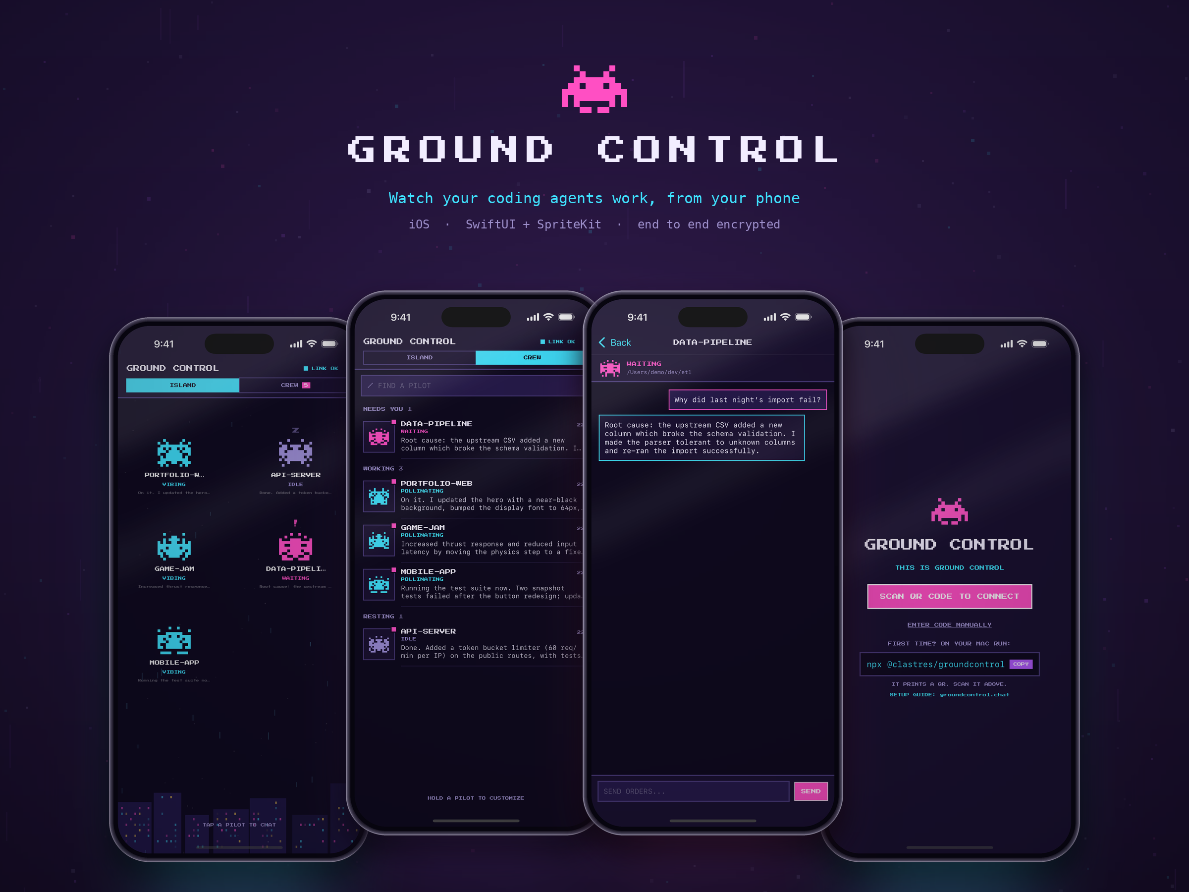 Ground Control Chat App (groundcontrol.chat) agentic agents agents chat ai app groundcontrol mobile mobile app