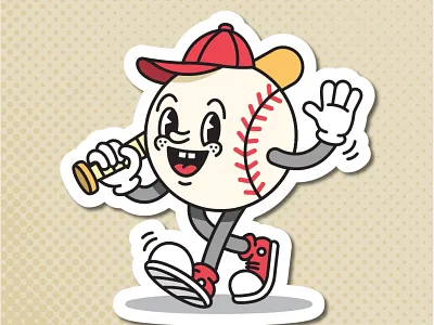 Retro Cartoon Baseball Character baseball cartoon illustration retro vector vintage