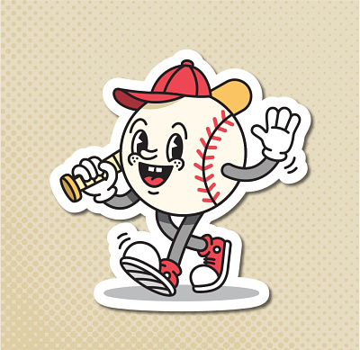 Retro Cartoon Baseball Character baseball cartoon illustration retro vector vintage