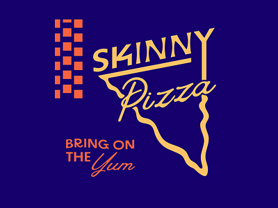 Skinny Pizza blue branding food graphic design logo orange pizza typography yellow