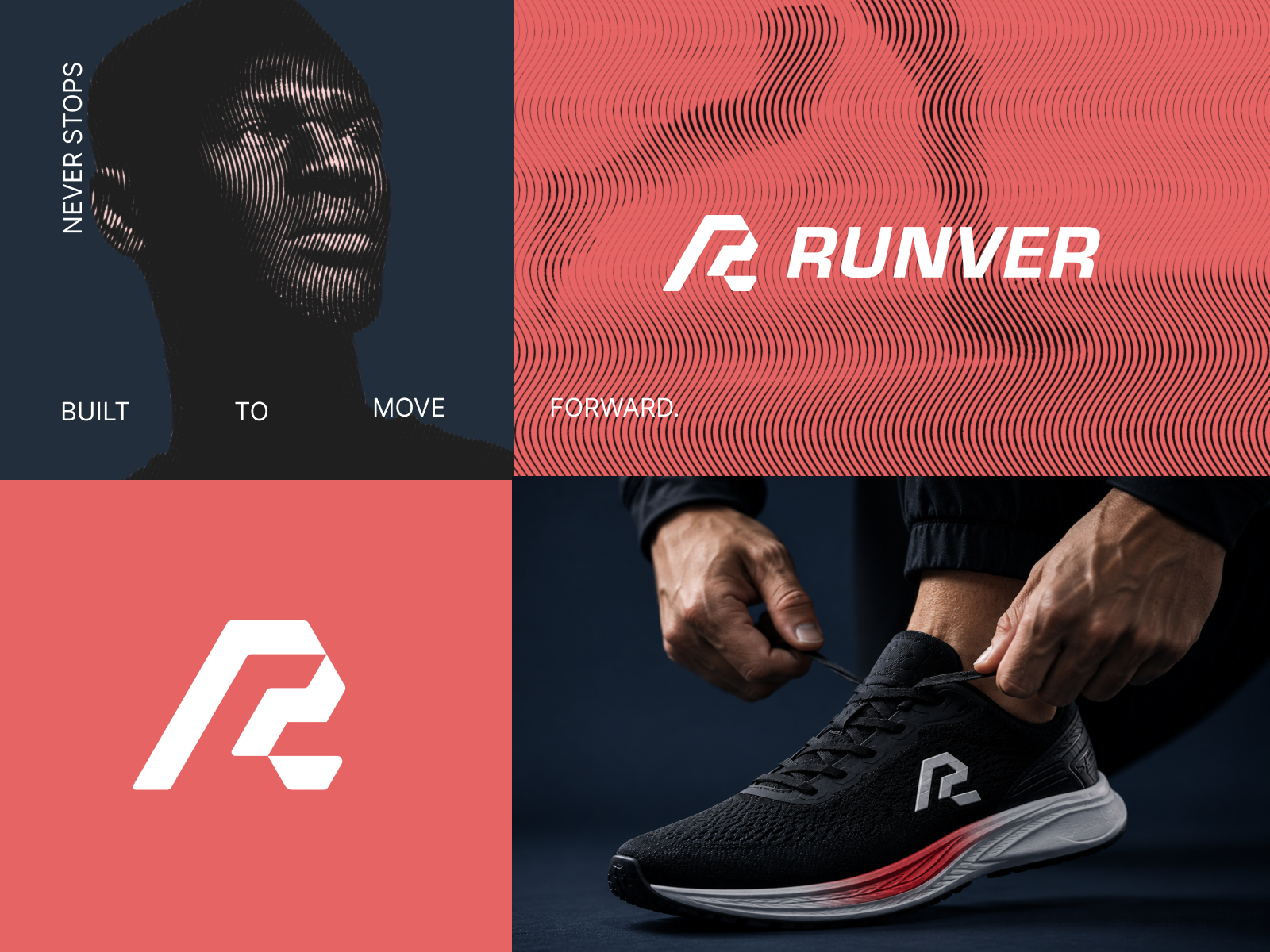 Modern Sports Footwear Logo & Identity — RUNVER athletic footwear brand identity branding brandmark fashion footwear graphic design logo logo design performance footwear shoe brand sports branding sports fashion sports logo sportswear visual identity