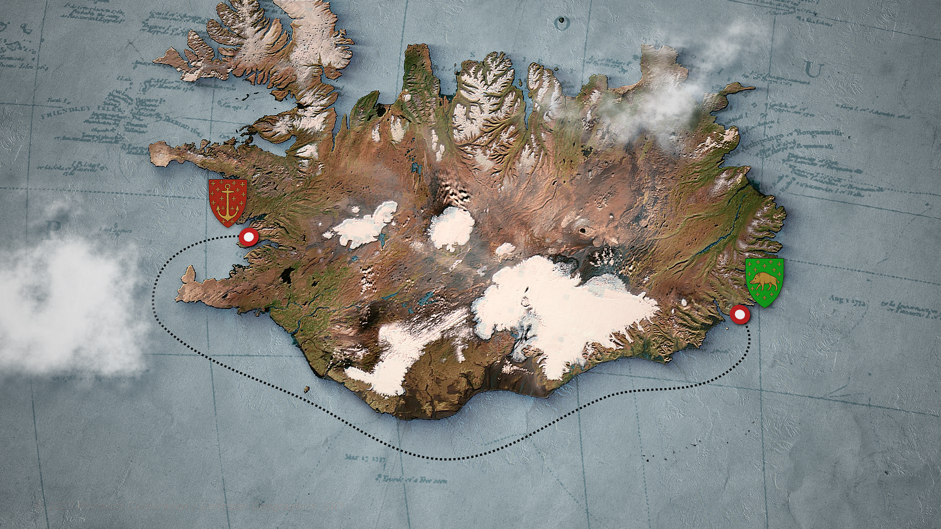 Medieval Iceland — Stylized Map Animation 3d animation gaming map map animation medieval middle ages motion graphics stilization