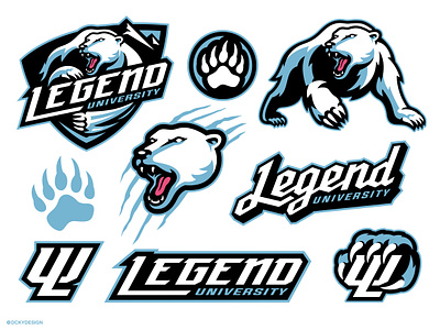 LEGEND UNIVERSITY POLAR BEAR baseball logo basketball logo bear logo bear logo idea branding brandingidea design esportlogo esports gaminglogo grizzlies illustration mascot mascot design mascot logo polar bear sports brand sports branding sports mascot sports wear