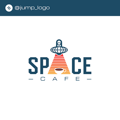 Space Cafe Logo Concept branding cafe coffee design fun graphic design illustration logo modern space ufo vector vintage