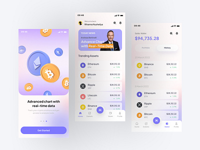 Cryptogan - Cryptocurrency Mobile App app binance branding business clean coin colorful crypto cryptocurrency design ethereum future interface minimal mobileapp neat trend ui ui design ui ux