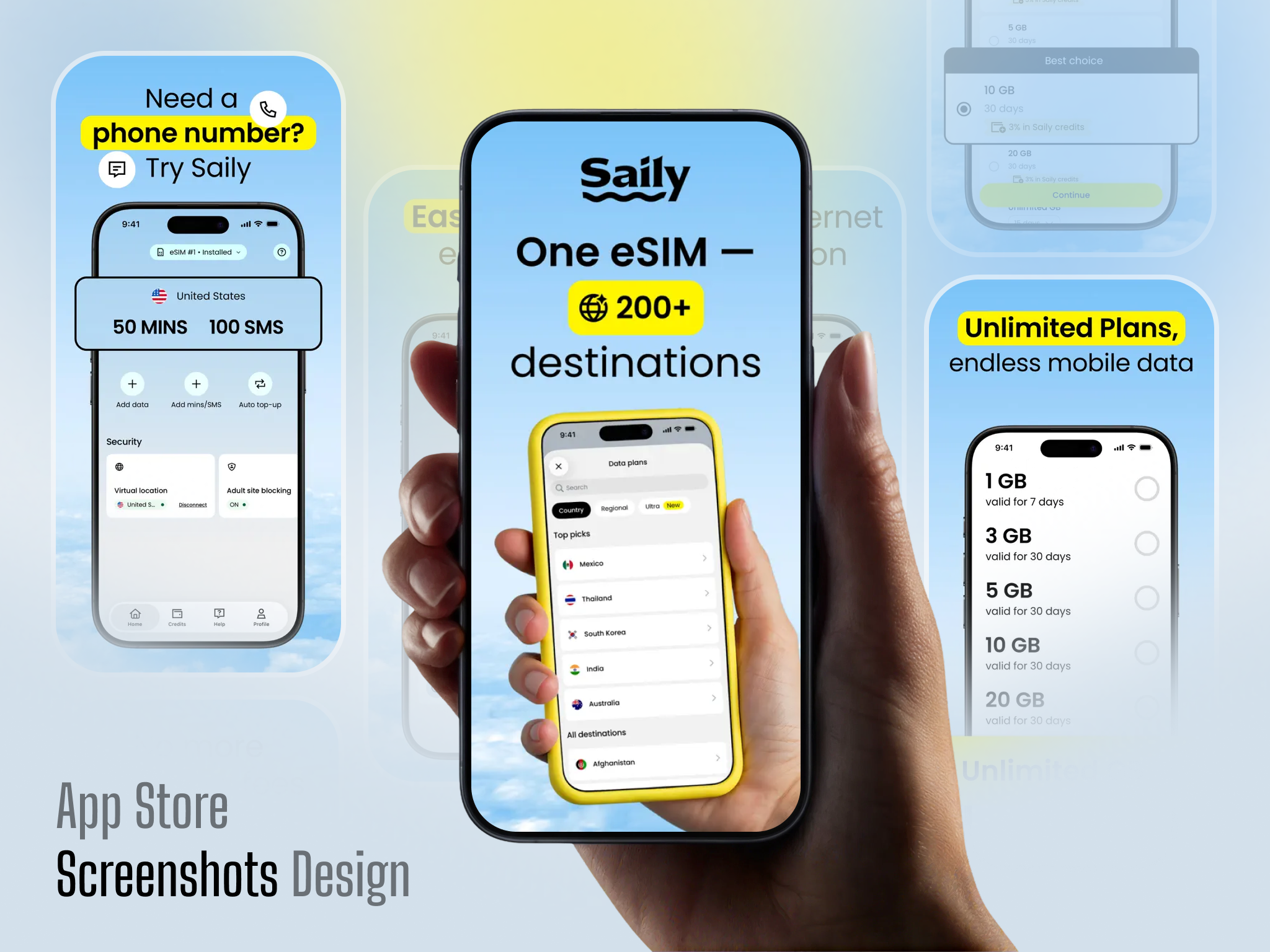 App Store Screenshot Design | eSIM & Global Mobile Data app conversion app download app marketing app presentation app showcase app store design app store screenshot app ui esim app fintech ui ios app mobile data app mobile ui modern app design product design saas design startup design travel app travel esim user engagement
