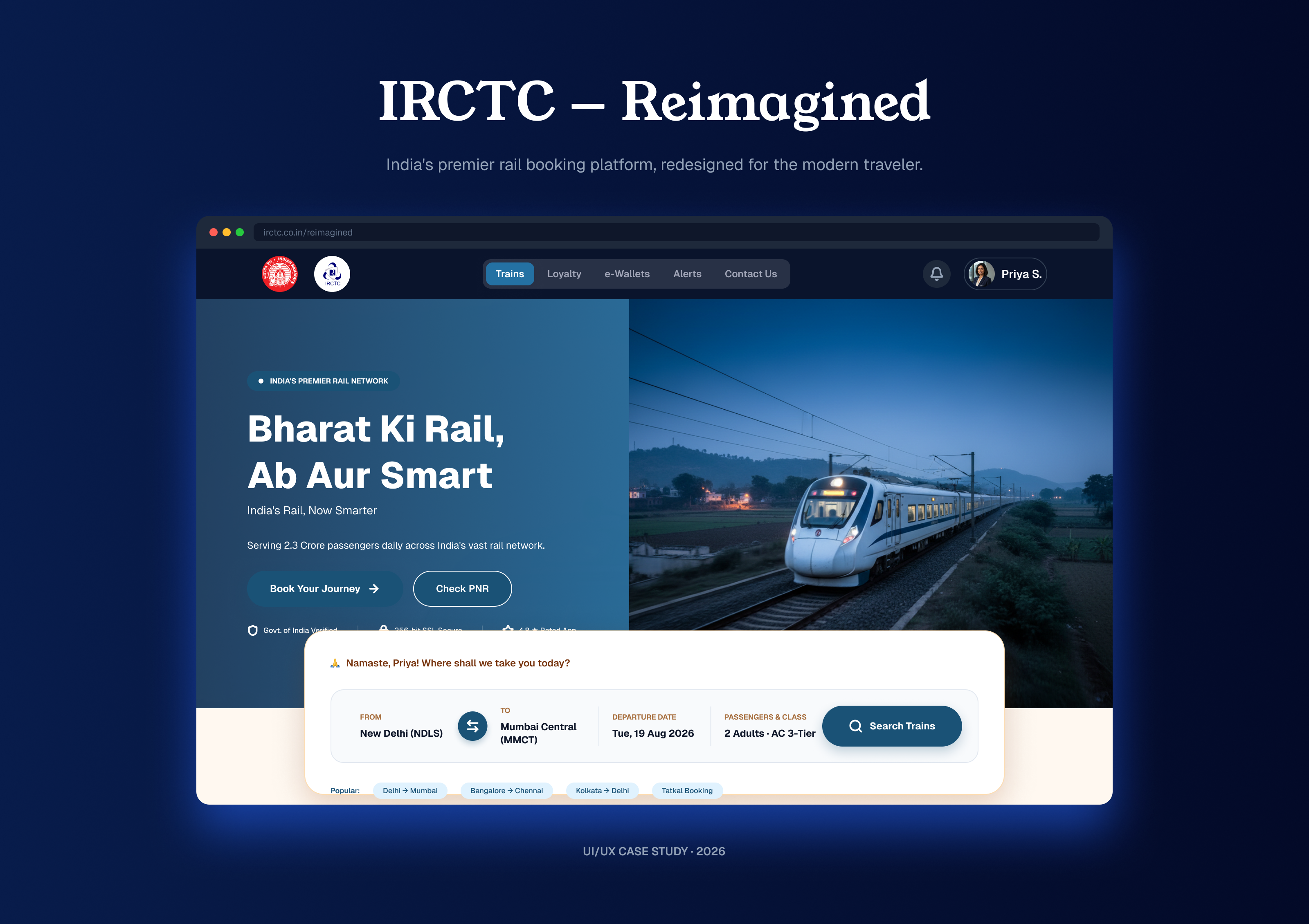 IRCTC Rail Booking Experience — Product Redesign Concept booking dashboard design system figma india product design railway travel app ui design user experience ux design web design