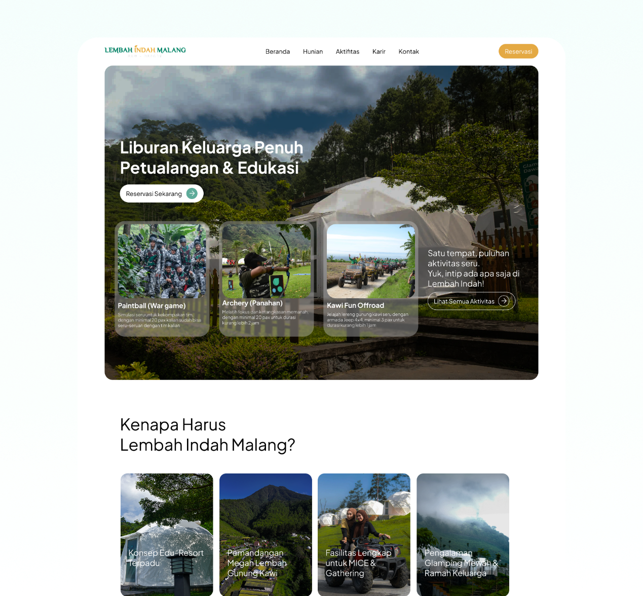 Nature Escape: Minimalist Web UI branding design ui website