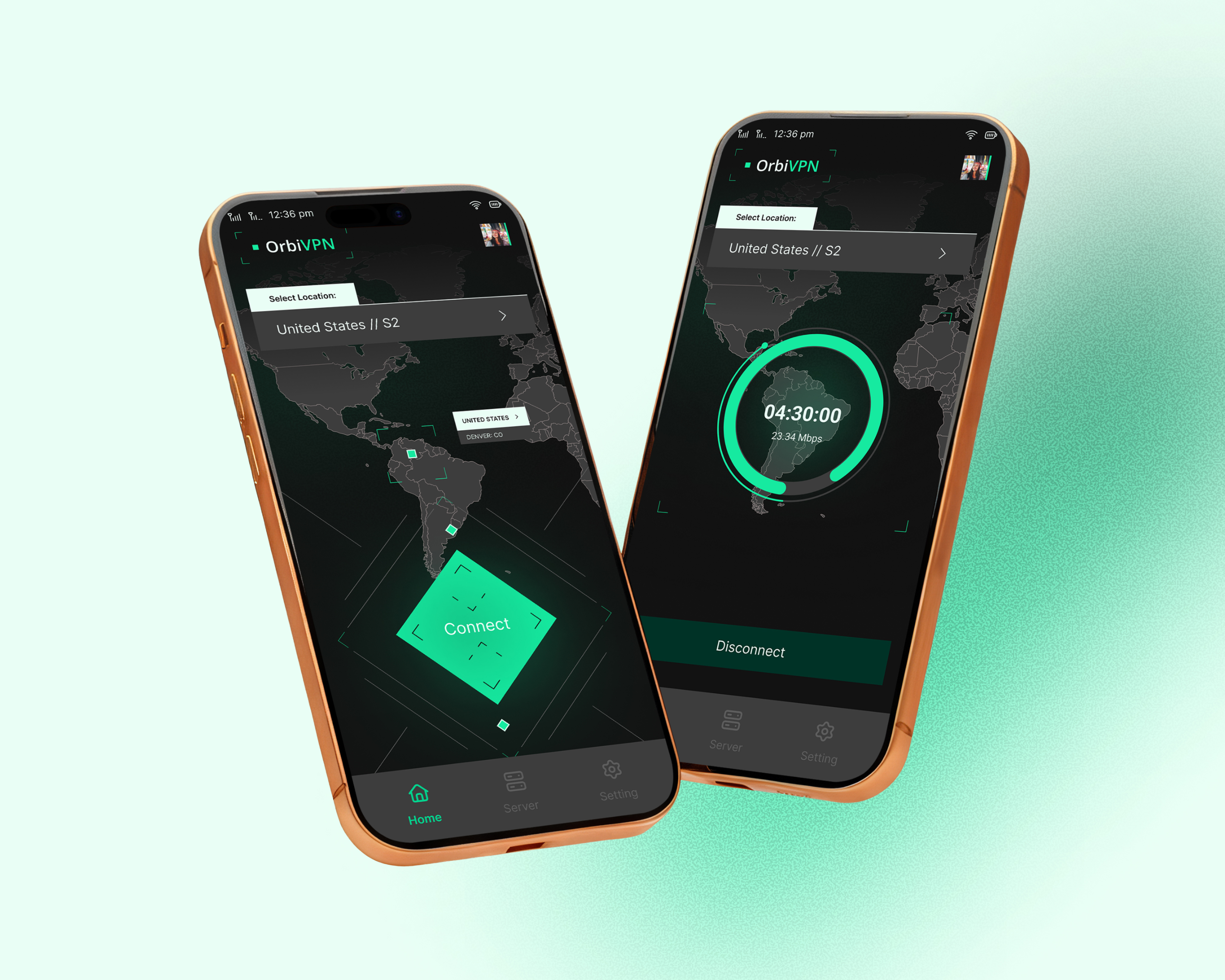 OrbiVPN | Web & App UI/UX Design app design b2b clean ui cybersecurity dark mode dashboard devxui landing page mobile app product design saas scalable software startup tech ui user interface ux vpn web design