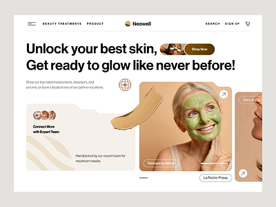 Neowell - Healthcare Landing Page beauty branding clean design exploration healthcare landing page marketplace product selfcare simple skin skincare ui ui design uidesign uxdesign web design website