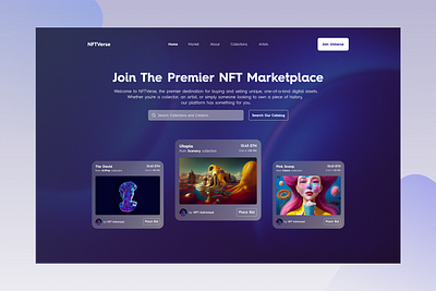 NFTVerse Landing Page branding css design figma ui ui ux design ux web web design web3